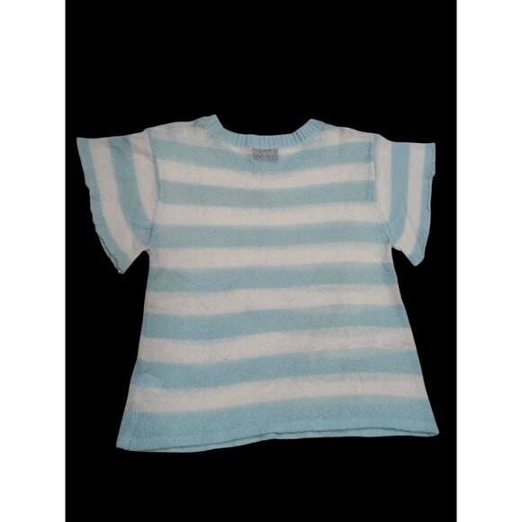 Wildfox White Label Striped Sequin Heart Short Sleeve Sweater Size Small S Blue - Picture 4 of 12